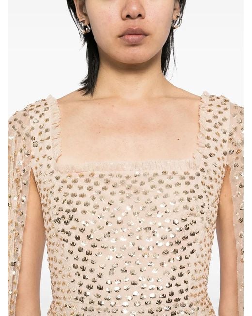 Needle & Thread Natural Cape Sleeves Dress