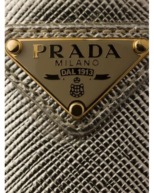 Prada Metallic Saffiano Patent Leather Sandals