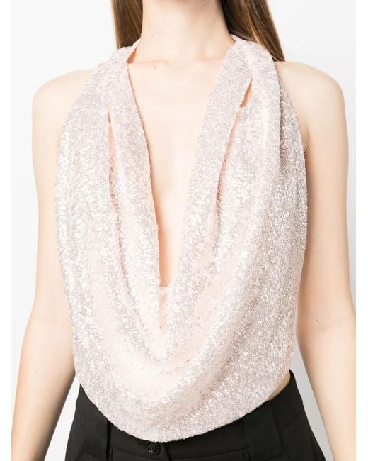 Haut Drapé À Sequins Genny en coloris White