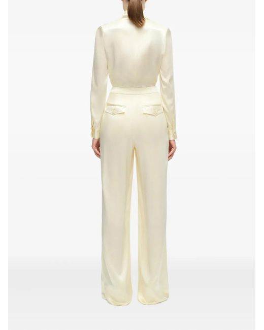 Adam Lippes Natural Silas Silk Charmeuse Trousers