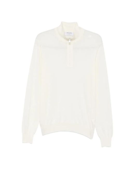 Gran Sasso White Half-Zip Wool Sweater for men