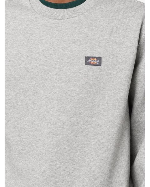 Dickies Gray Logo-Patch Crew-Neck Sweatshirt for men