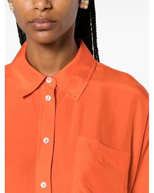 Chemise en soie à manches courtes P.A.R.O.S.H. en coloris Orange