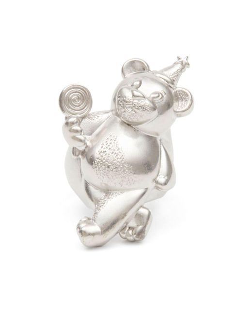 MM6 by Maison Martin Margiela White Bear-Motif Sculpted Ring