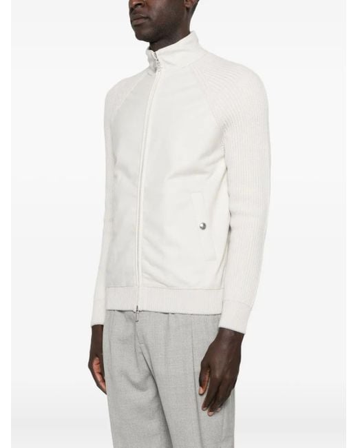 Eleventy White Panelled Bomber Jacket for men