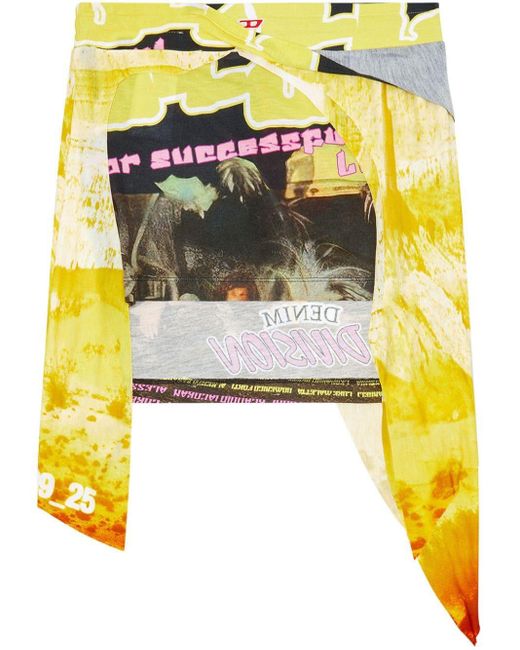 DIESEL Yellow O-Malor-P1 Minirock mit grafischem Print