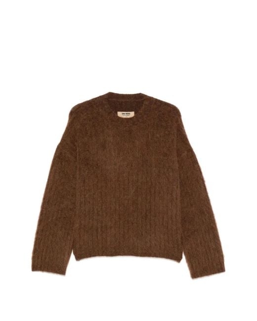 Uma Wang Brown Brushed Crew Neck Sweater
