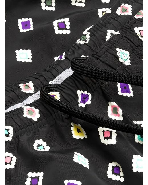 Needles Black Patterned Swim Shorts for men