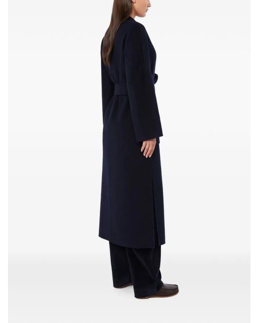 Max Mara Black Reversible Belted Virgin-Wool Coat