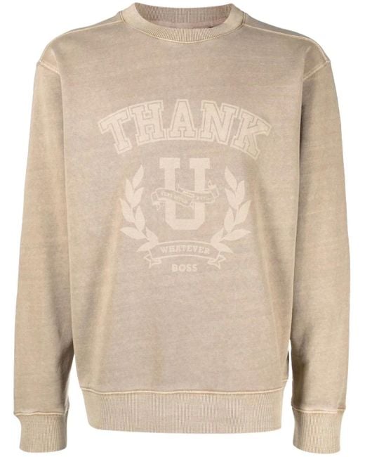 Boss Sweater Met Ronde Hals in het Natural voor heren