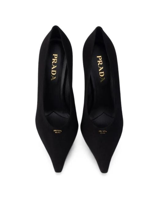 Prada Black Suede Pointy-Toe Pumps