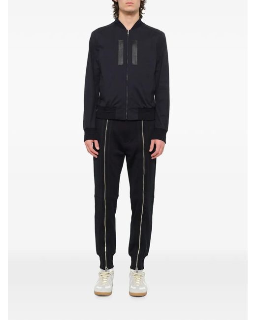 Juun.J Blue Leather-Patch Bomber Jacket for men