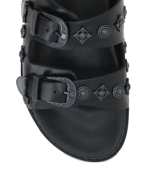 Toga Virilis Black Sandales En Cuir À Détails De Clous for men