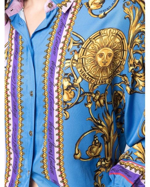 Versace Jeans Couture Blue Baroque-Print Shirt