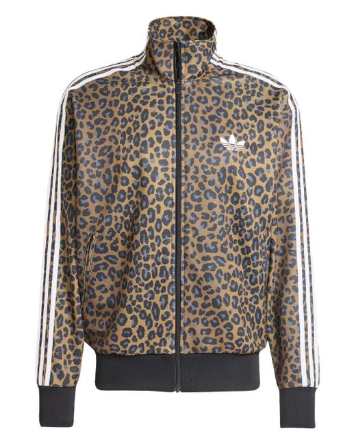 Adidas Gray Firebird Leopard-Print Sweatshirt