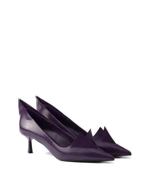Prada Purple 55Mm Pointed-Toe Leather Pumps