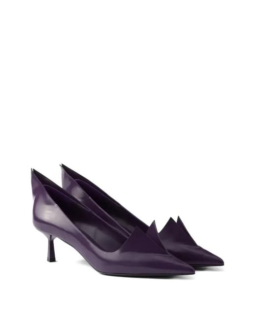 Prada Purple 55Mm Pointed-Toe Leather Pumps