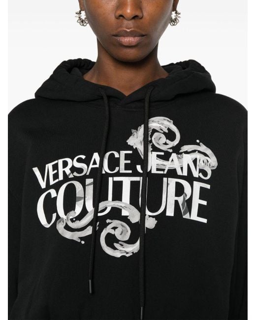 Versace Black Watercolour Couture-logo Hoodie