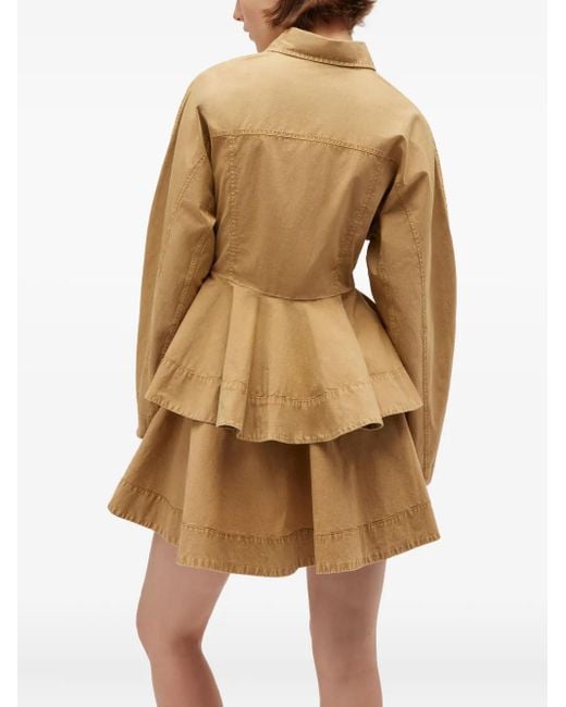 Ganni Natural Peplum Cotton Shirt