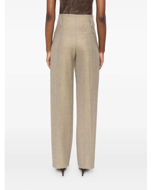Forte_forte Natural Herringbone Pleated Trousers