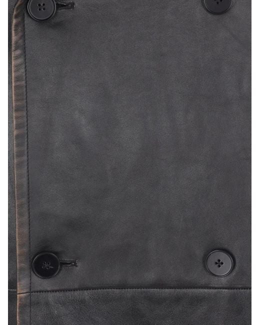 メンズ Jil Sander Buttoned Leather Jacket Gray
