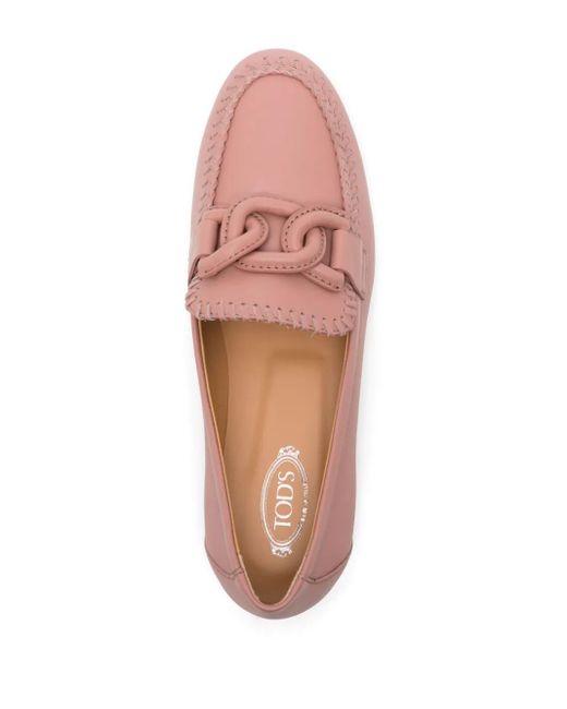 Tod's Pink Kate Braided-Detailed Loafers