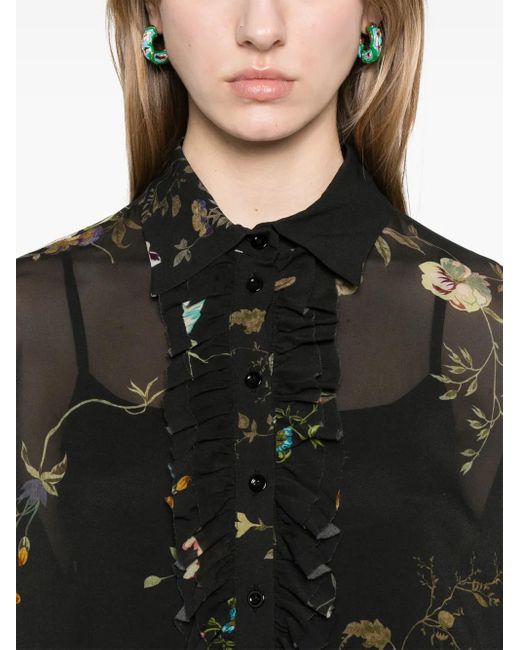 Semicouture Black Floral Midi Dress