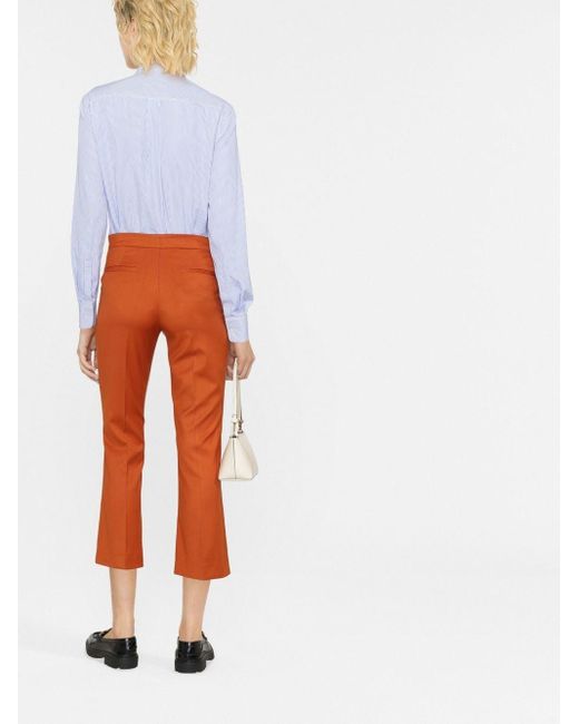 Blanca Vita Portula Pintuck-detail Cropped Trousers in Orange | Lyst