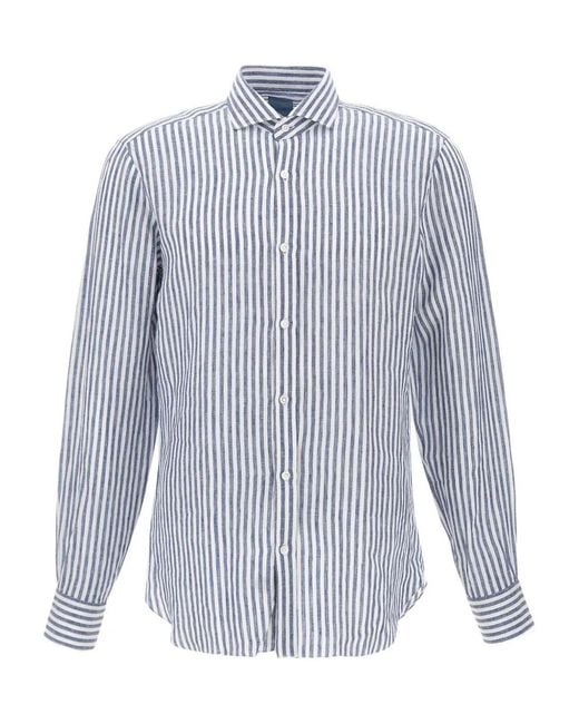 Barba Napoli Blue Striped Shirt for men