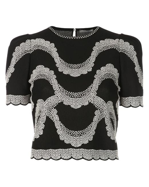 McQueen Black Embroidered Details Top