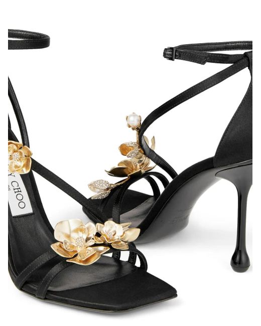 Jimmy Choo Black Zea 95 Satin Heeled Sandals