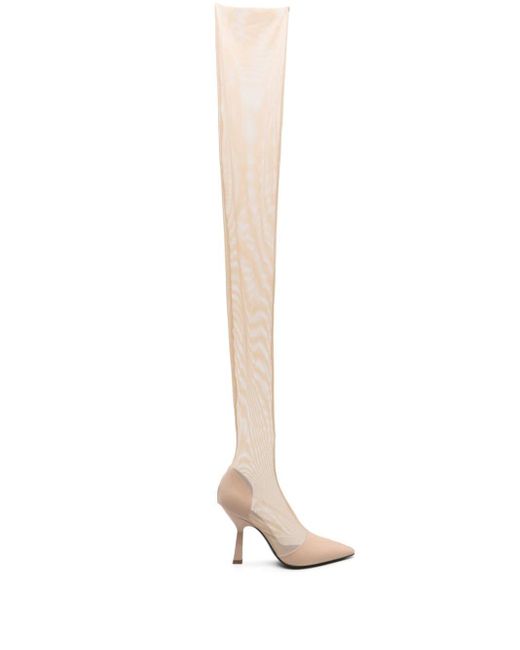 Patrizia Pepe White 100mm Above-knee Tulle Boots