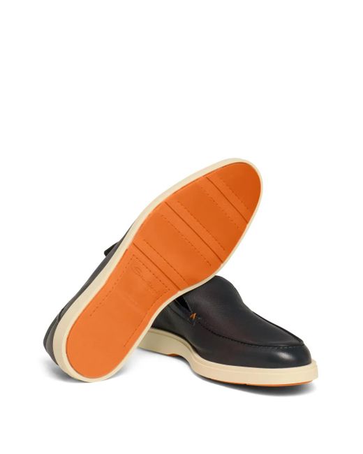 Santoni Blue Leather Loafers for men