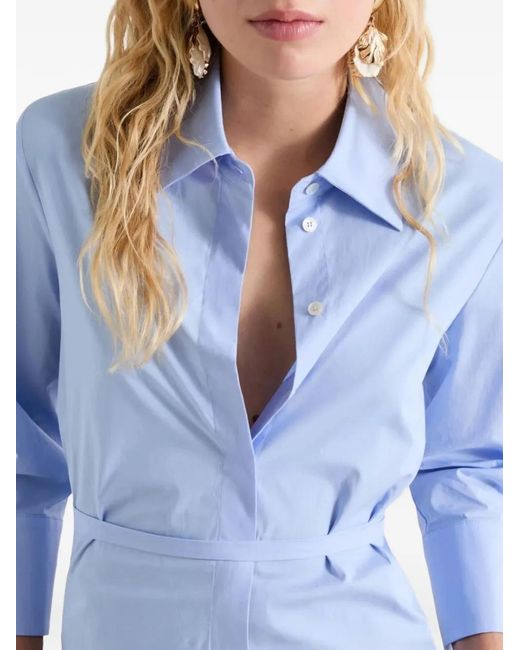 Marella Blue Cut-Out Tie-Waist Shirt