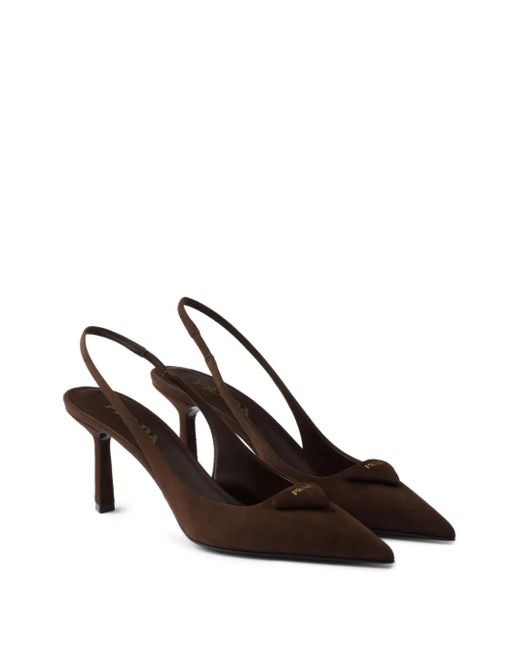 Prada Brown Suede Slingback Pumps