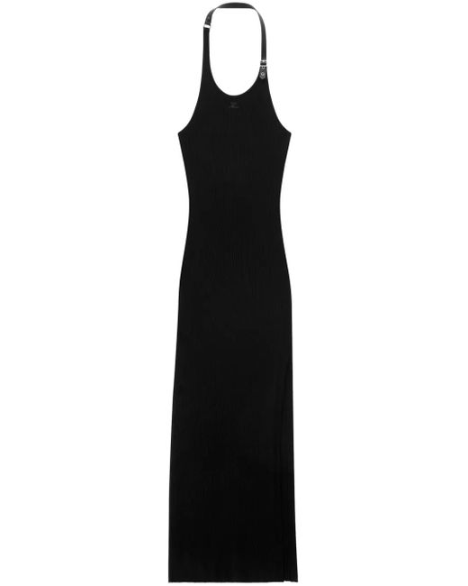 Robe En Maille Nervurée À Coupe Longue Courreges en coloris Black
