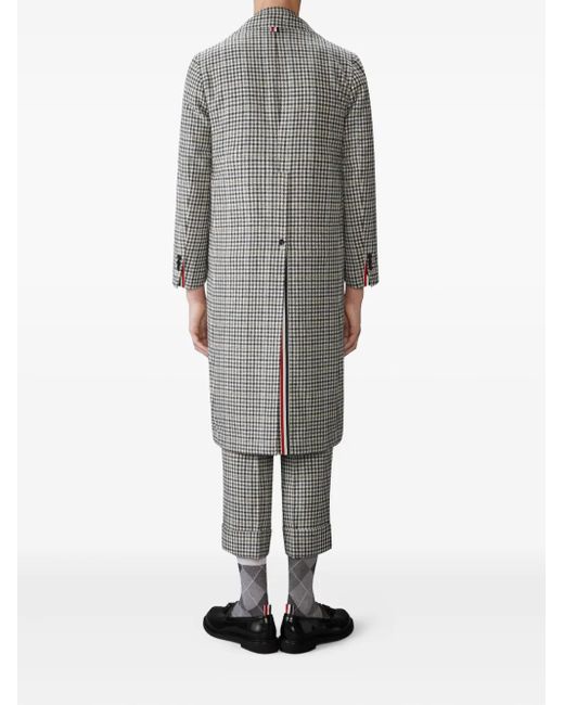 Thom Browne Gray Checked Coat for men