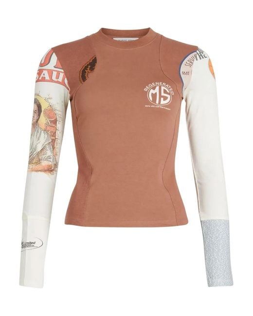 MARINE SERRE Brown Graphic-Print Long-Sleeve Top