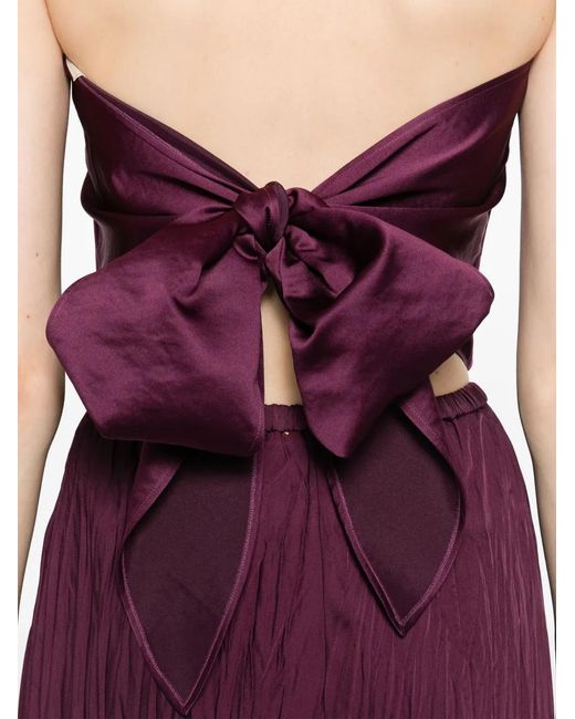 Forte_forte Purple Tie-Fastening Satin Cropped Top