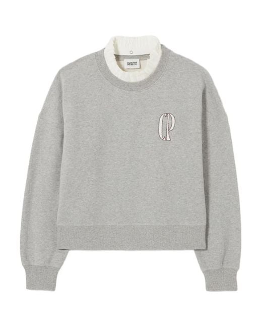 Claudie Pierlot Gray Embroidered-Logo Sweatshirt