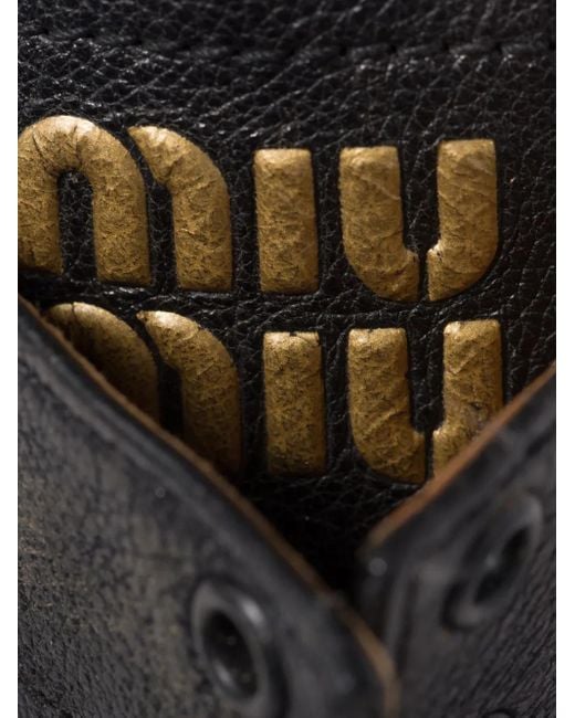 Miu Miu Black Schnürstiefel Aus Leder