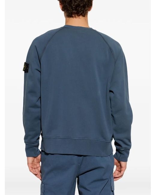Stone Island Blue Ribbed Neckline Raglan Sleeve Sweater for men