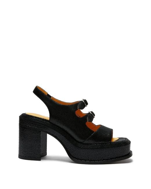 LILI CURIA Black Edie Platform Buckle Sandals