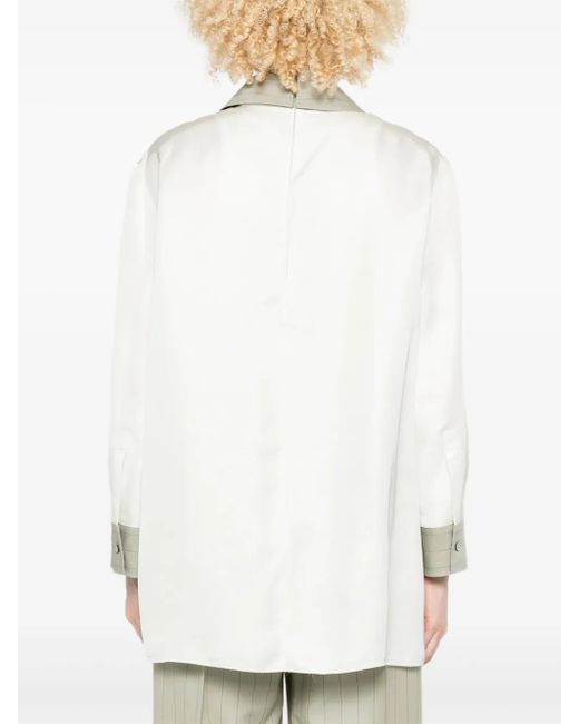 Jil Sander White Pinstripe-Pattern Blouse