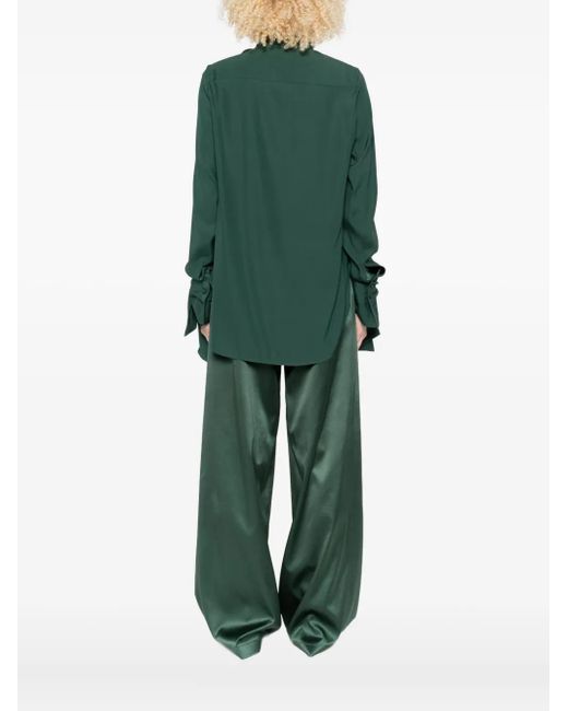 Ermanno Scervino Green Dark Blouse With Bow