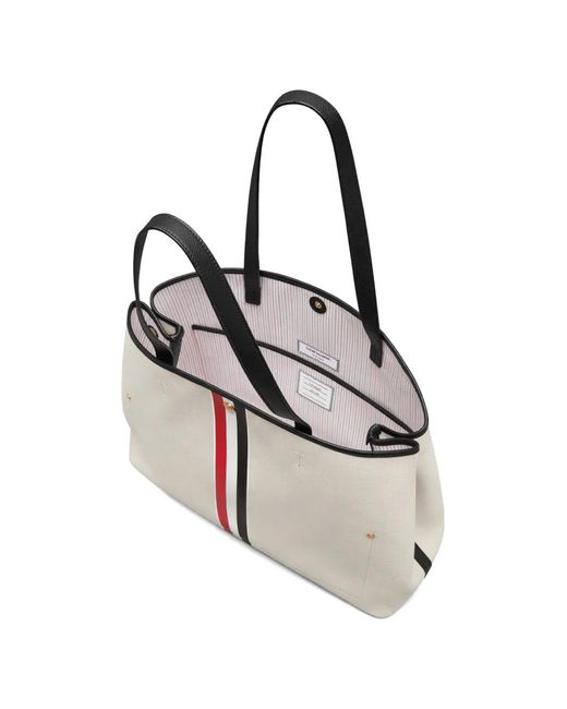 Thom Browne White Canvas Tote Bag for men