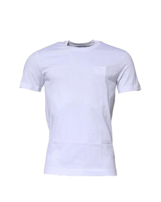Dolce & Gabbana Blue Logo-Plaque T-Shirt for men