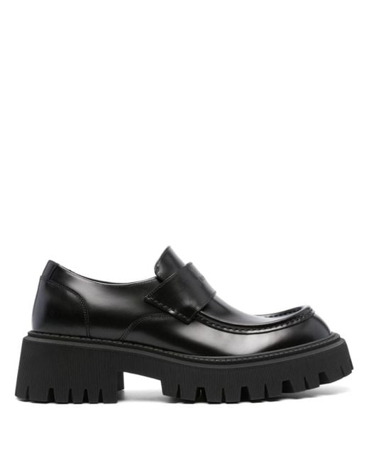 Balenciaga Black Tractor Leather Loafers for men