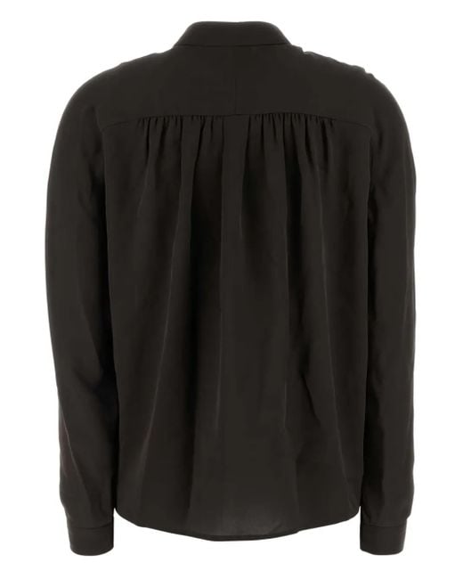 Giorgio Armani Black Double-Breasted Silk Shirt