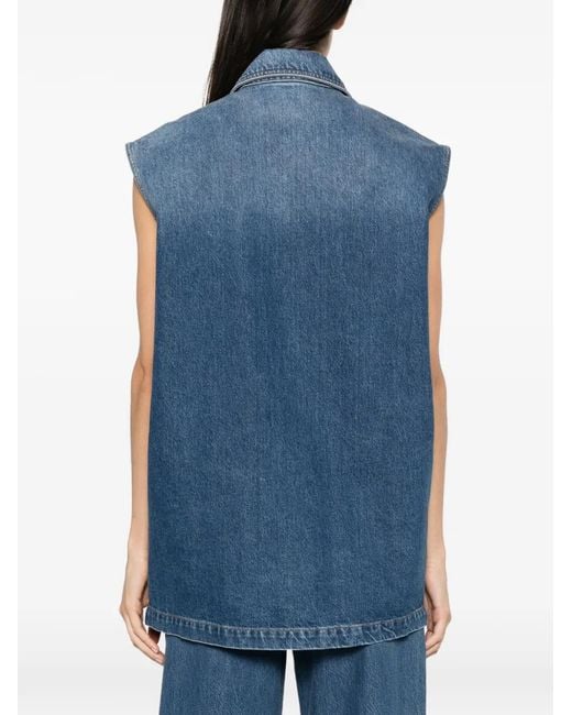 Patrizia Pepe Blue Sleeveless Denim Shirt